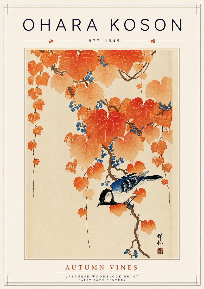 Ohara Koson Autumn Vines No5 - Poster