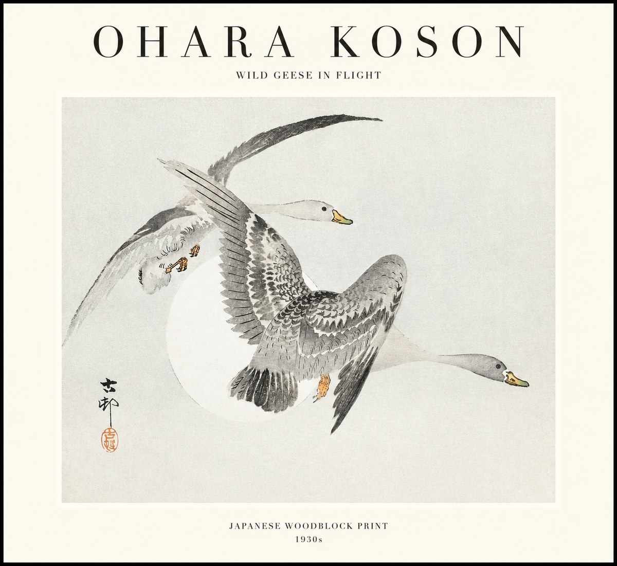 Ohara Koson Wild Geese in Flight I No1 - Poster