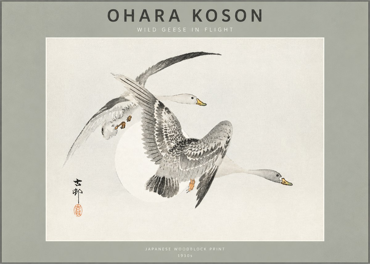 Ohara Koson Wild Geese in Flight I No2 - Poster