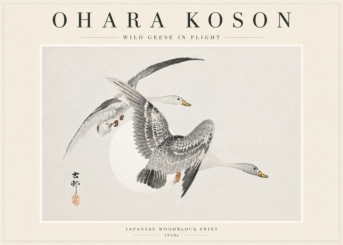 Ohara Koson Wild Geese in Flight I No3 - Poster
