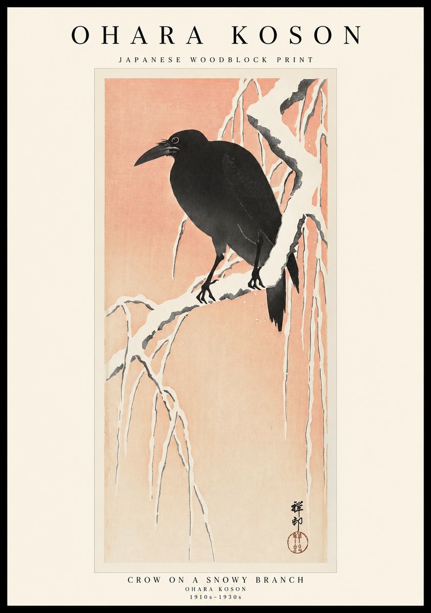 Ohara Koson Crow on a Snowy Branch I No1 - Poster
