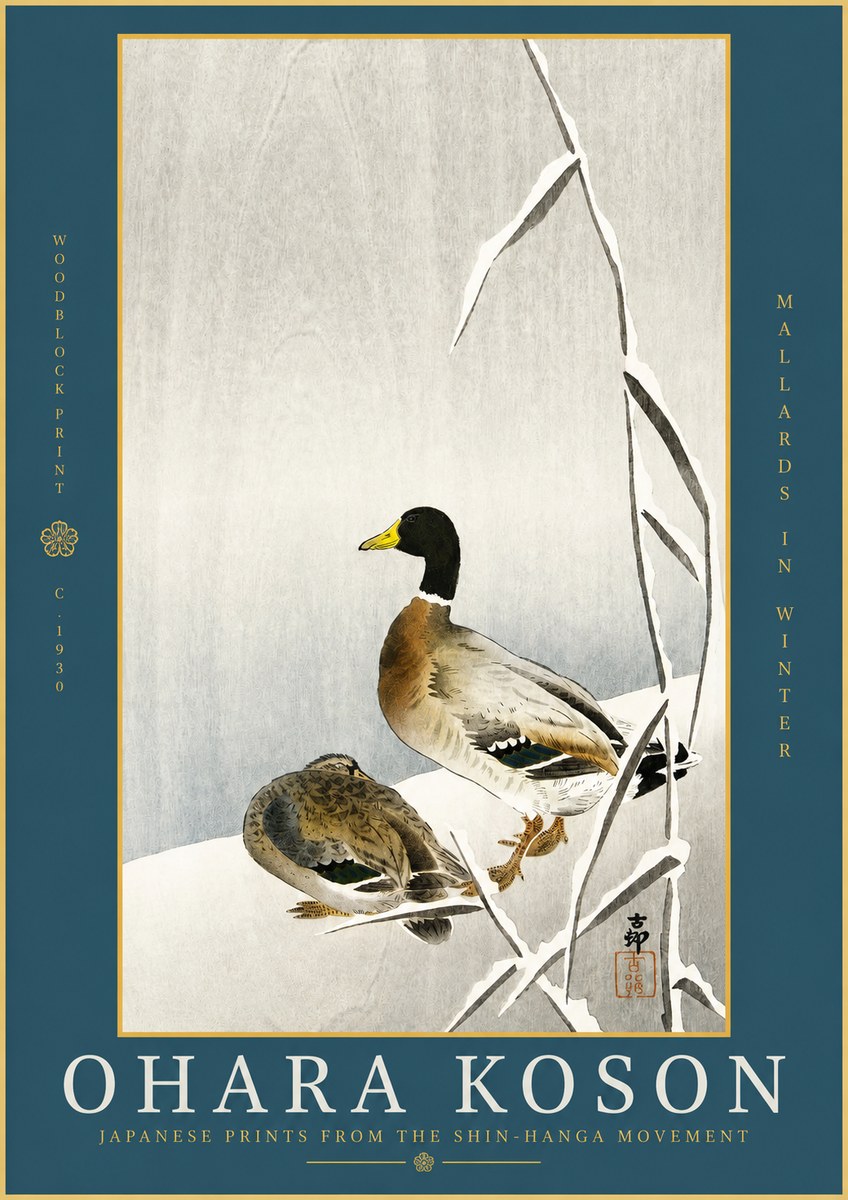 Ohara Koson Mallards in Winter No2 - Poster