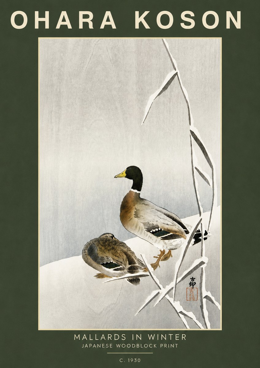 Ohara Koson Mallards in Winter No5 - Poster