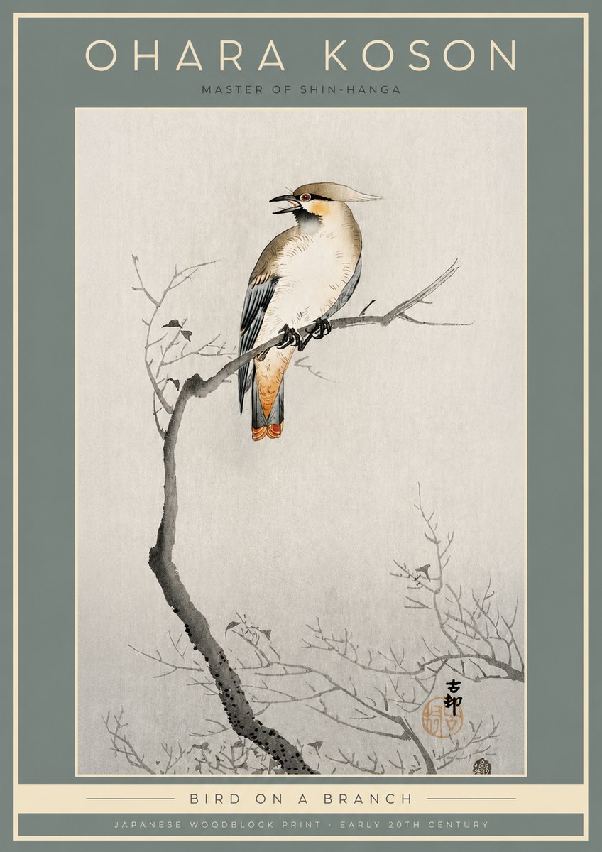 Ohara Koson Bird on a Branch I No2 - Poster