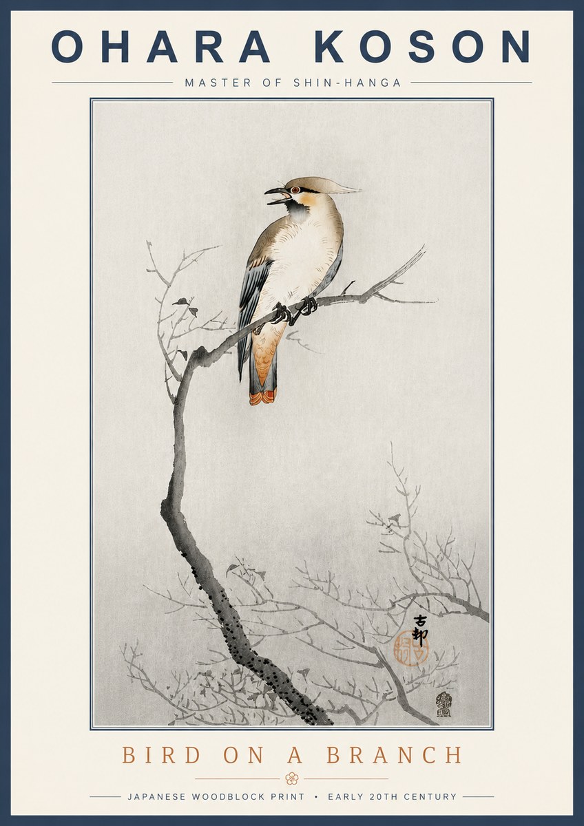 Ohara Koson Bird on a Branch I No4 - Poster