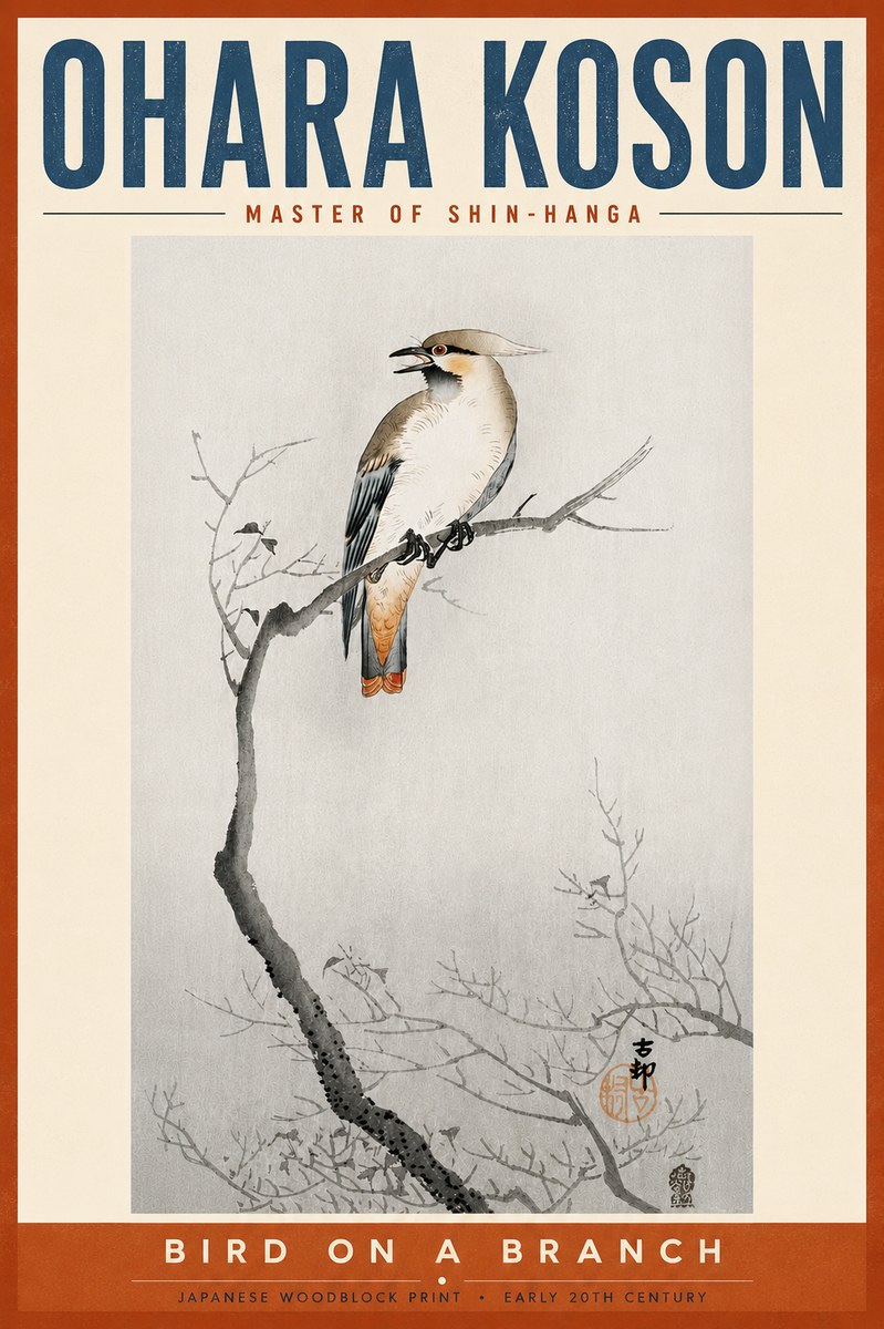 Ohara Koson Bird on a Branch I No6 - Poster