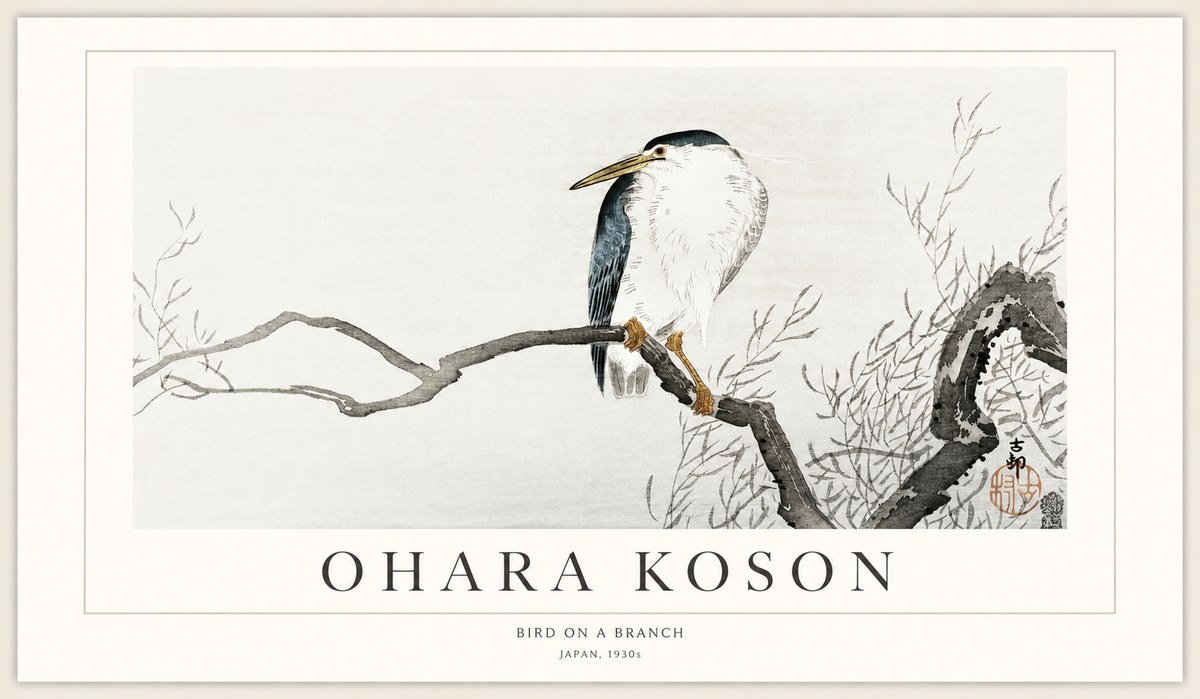 Ohara Koson Bird on a Branch II No1 - Poster