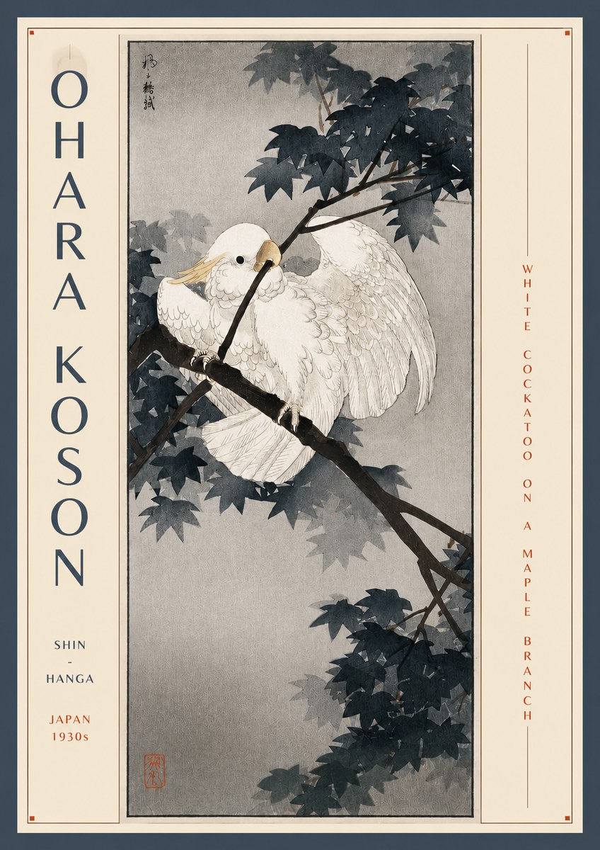 Ohara Koson White Cockatoo on a Maple Branch No3 - Poster
