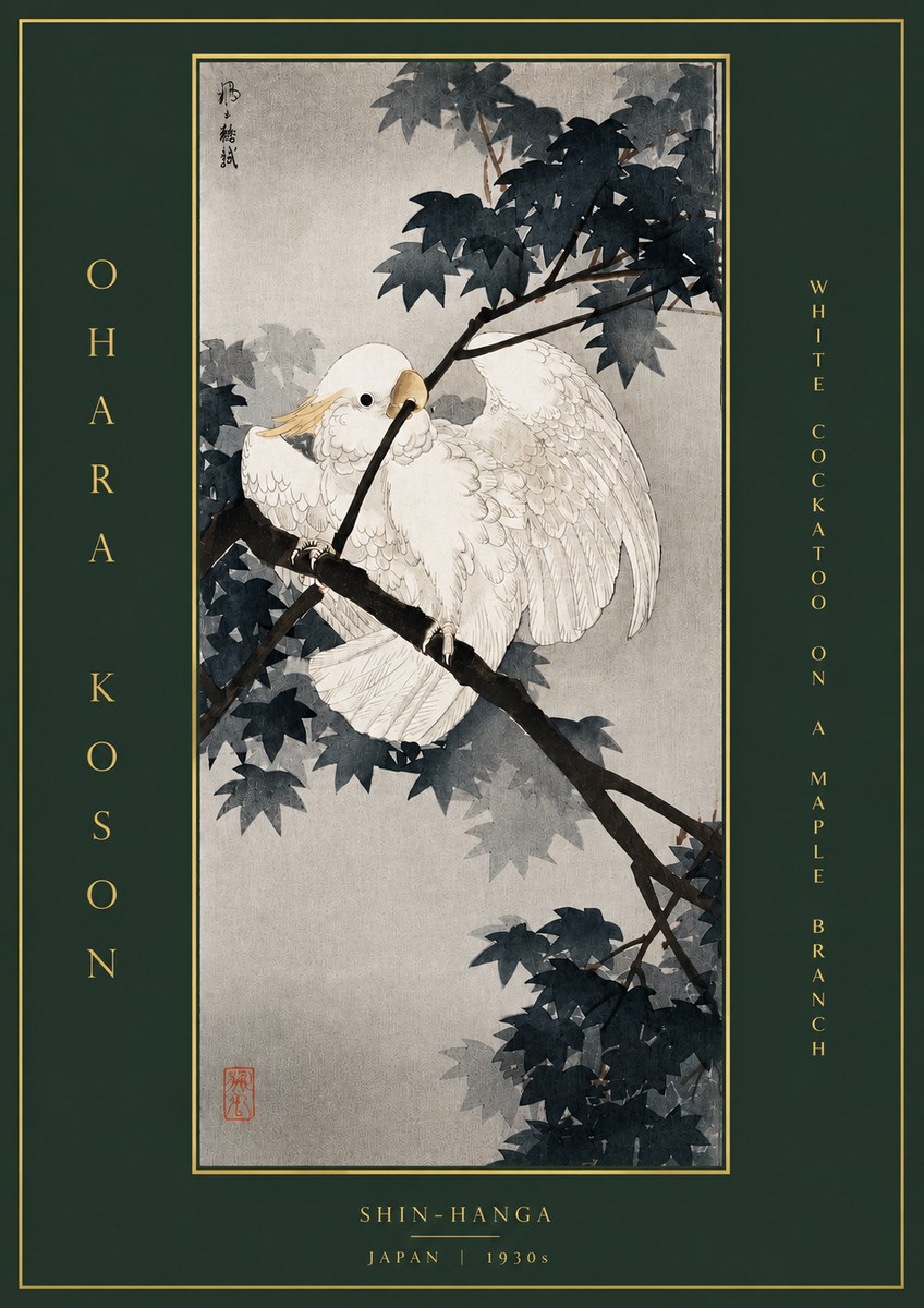 Ohara Koson White Cockatoo on a Maple Branch No5 - Poster