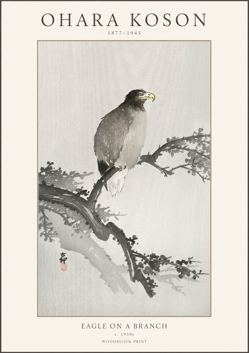 Ohara Koson Eagle on a Branch I No1 - Poster