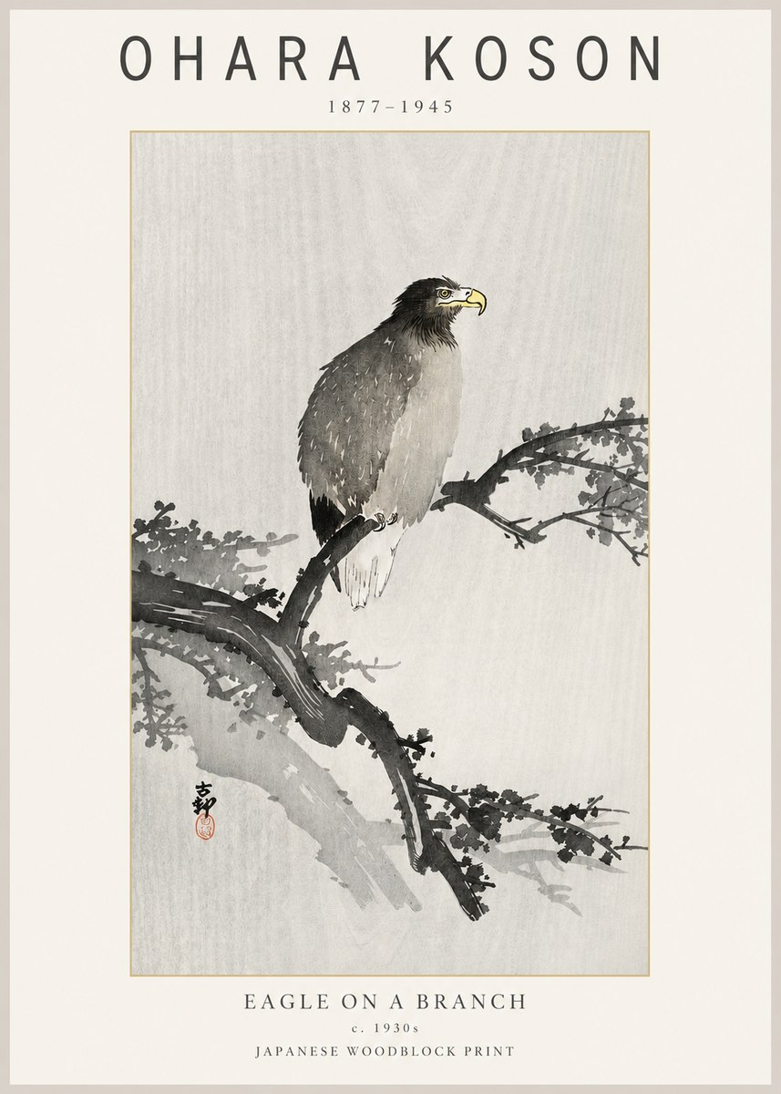 Ohara Koson Eagle on a Branch I No2 - Poster