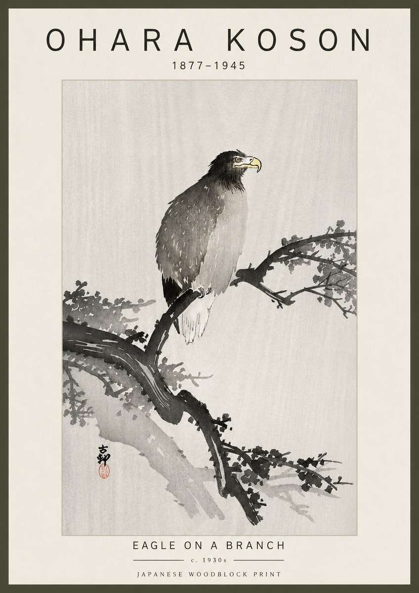 Ohara Koson Eagle on a Branch I No6 - Poster