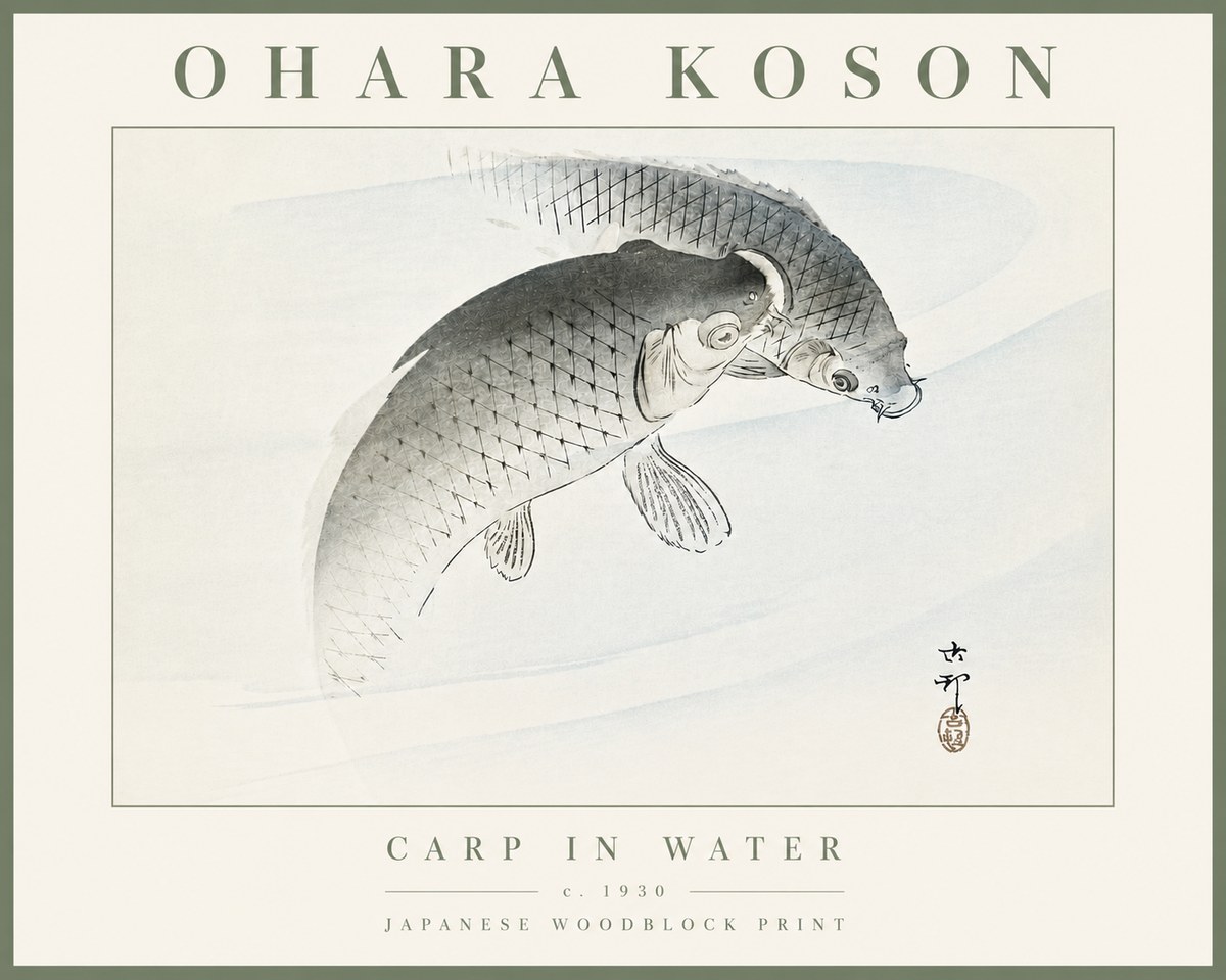 Ohara Koson Carp in Water No5 - Poster