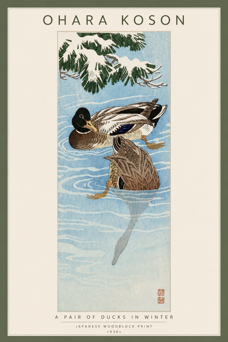 Ohara Koson A Pair of Ducks in Winter No3 - Poster