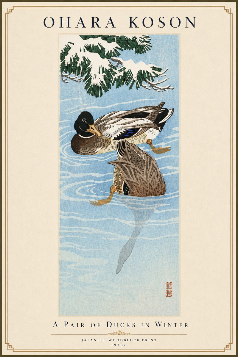 Ohara Koson A Pair of Ducks in Winter No6 - Poster