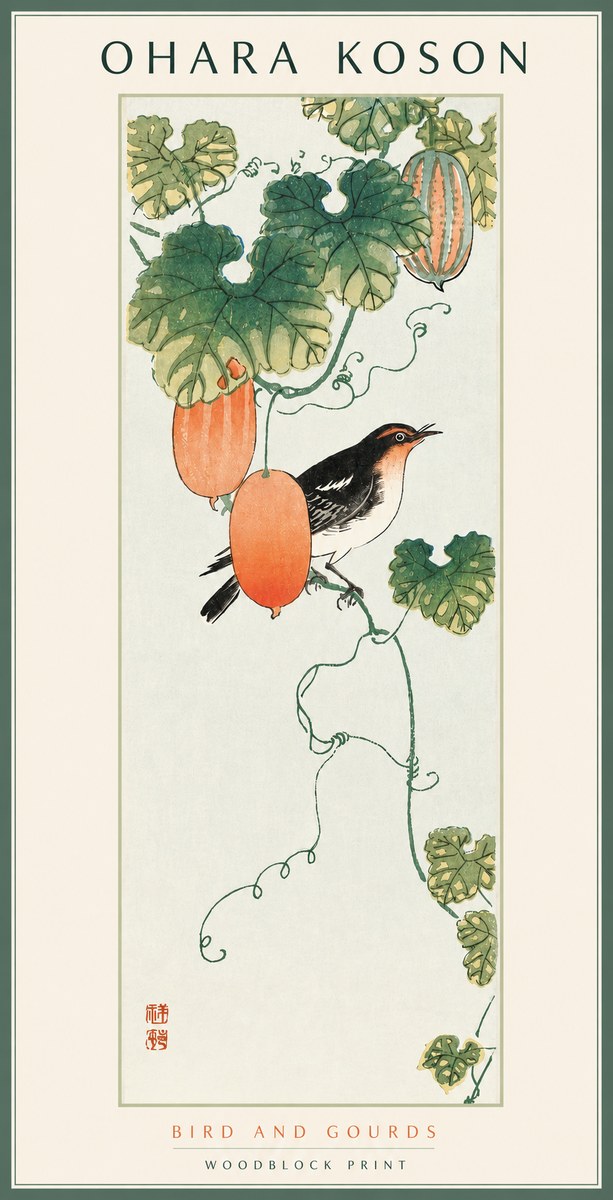 Ohara Koson Bird and Gourds No2 - Poster