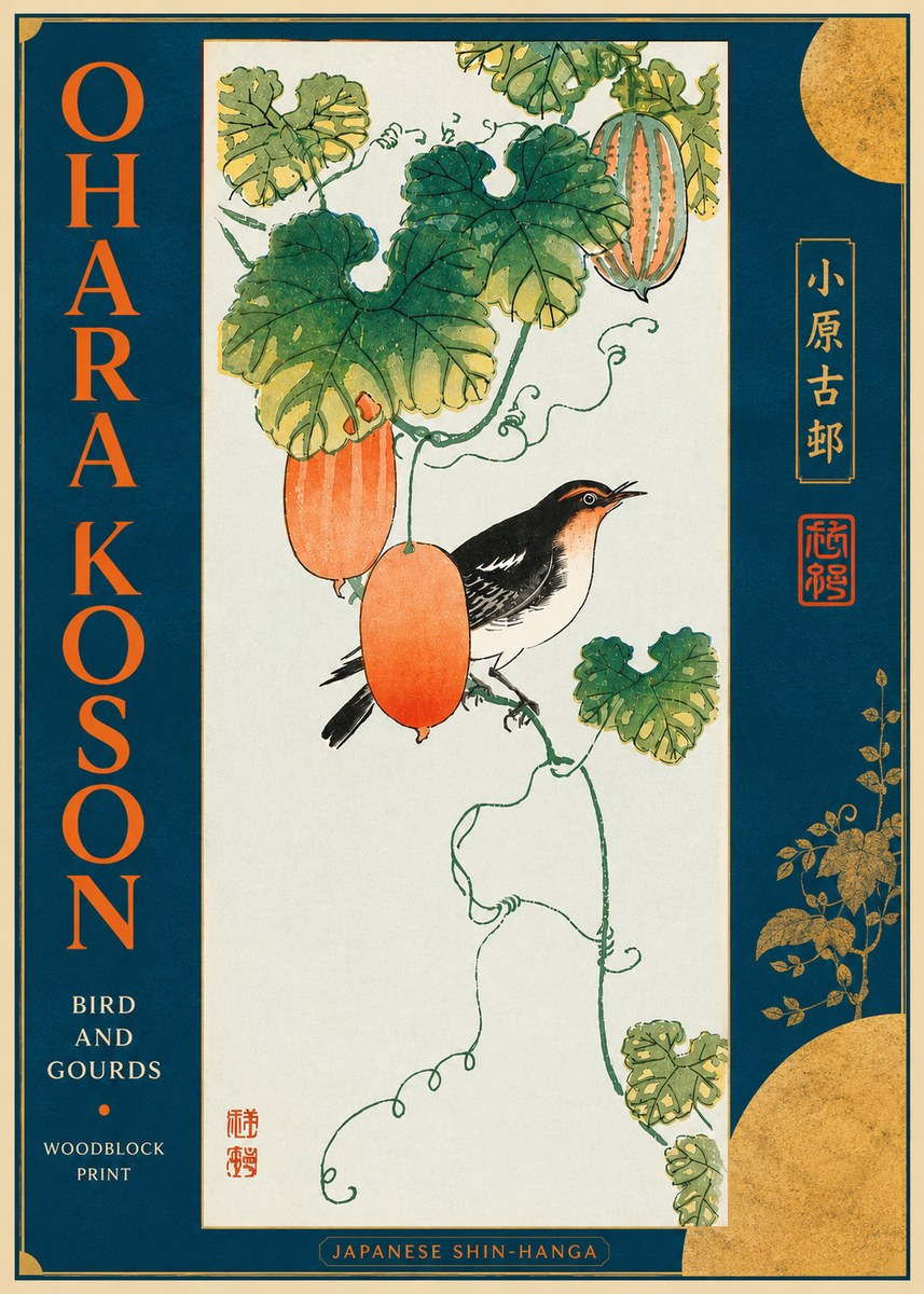 Ohara Koson Bird and Gourds No4 - Poster
