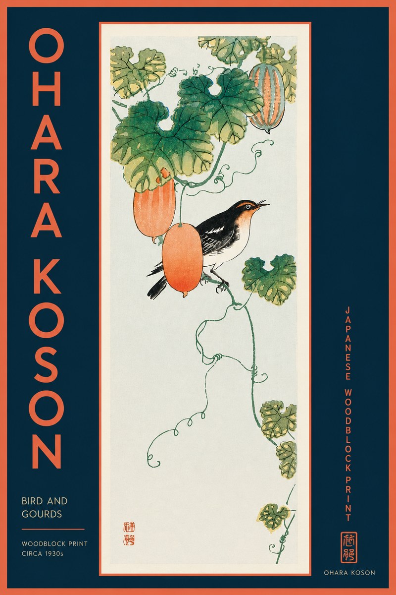 Ohara Koson Bird and Gourds No5 - Poster