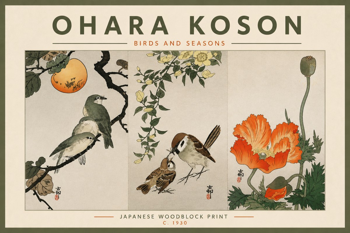 Ohara Koson Birds and Seasons No4 - Poster