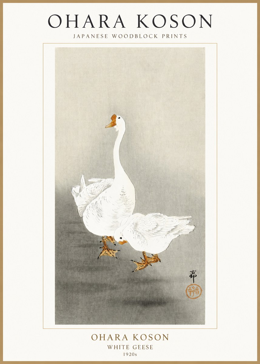 Ohara Koson White Geese No1 - Poster