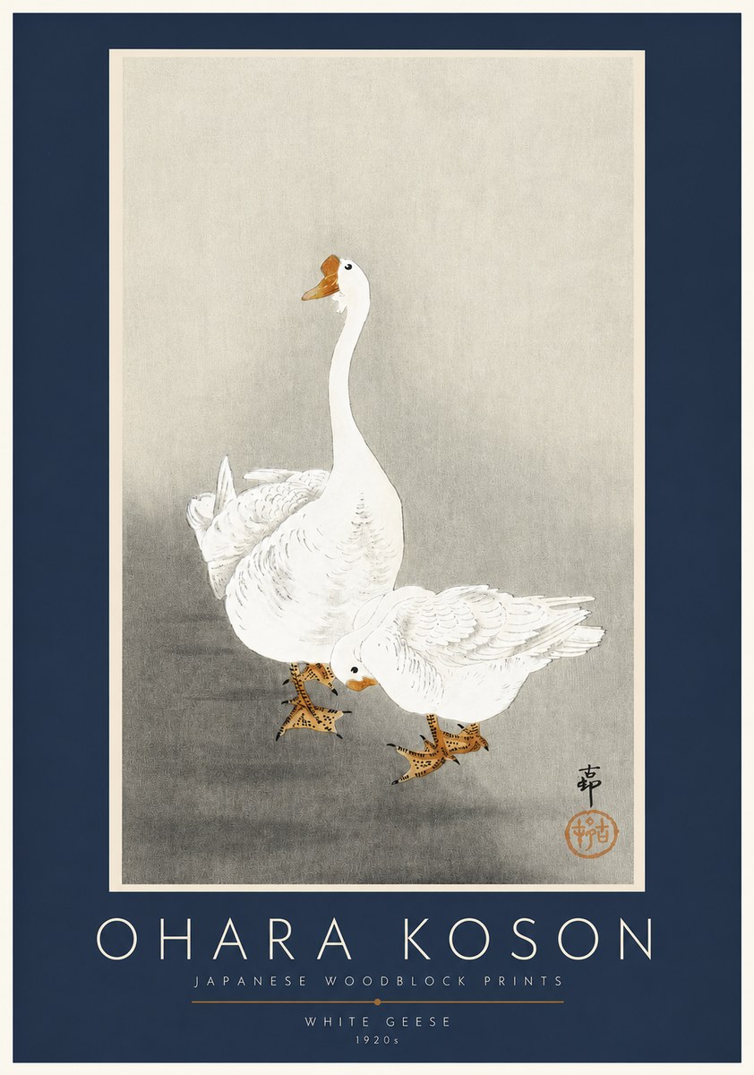 Ohara Koson White Geese No2 - Poster