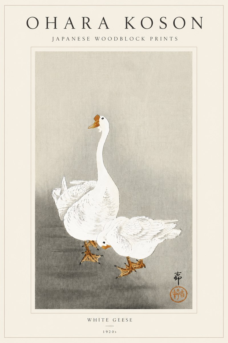 Ohara Koson White Geese No5 - Poster