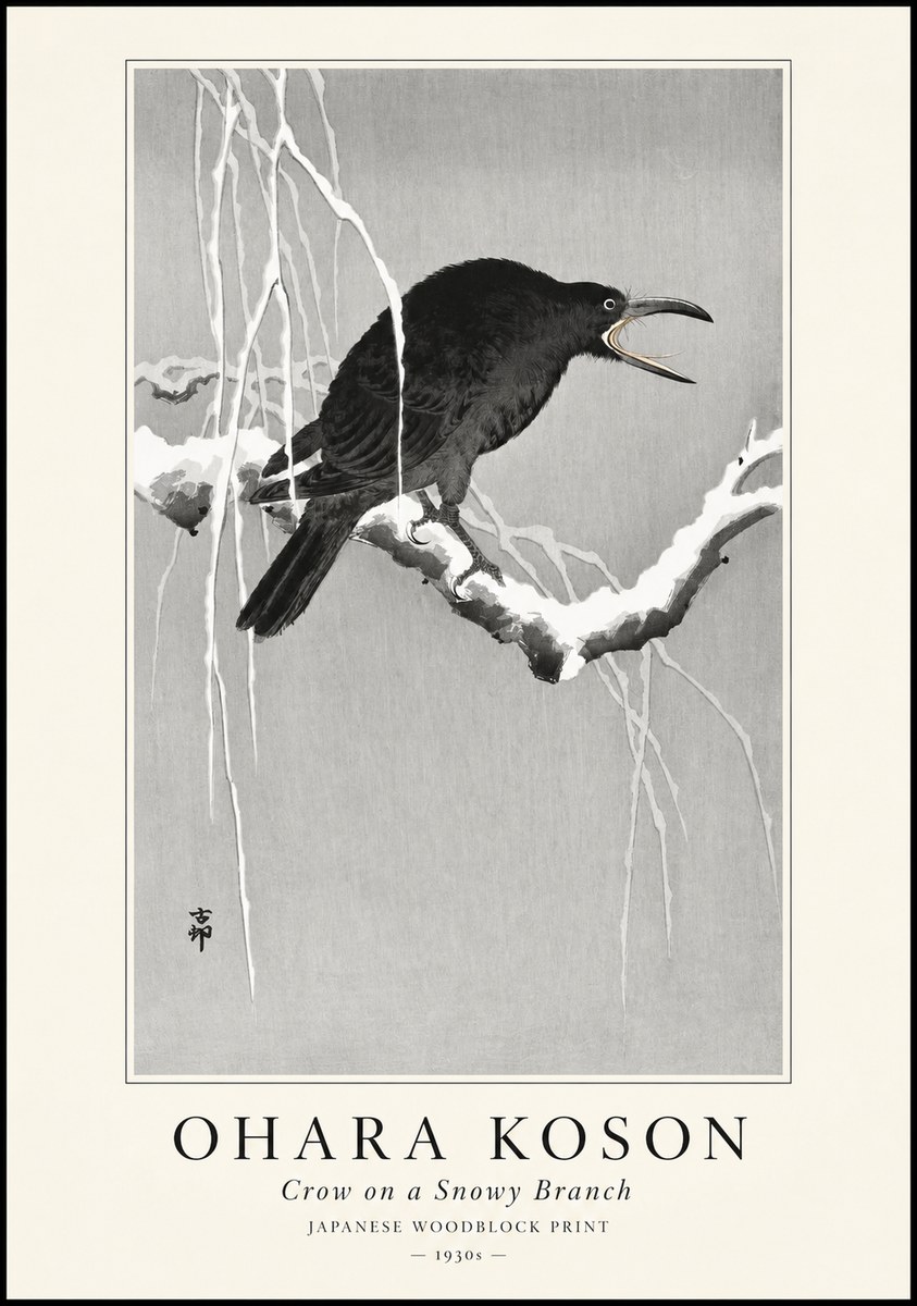 Ohara Koson Crow on a Snowy Branch II No1 - Poster