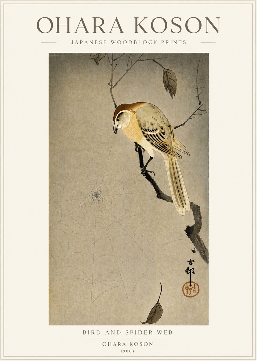 Ohara Koson Bird and Spider Web I No3 - Poster