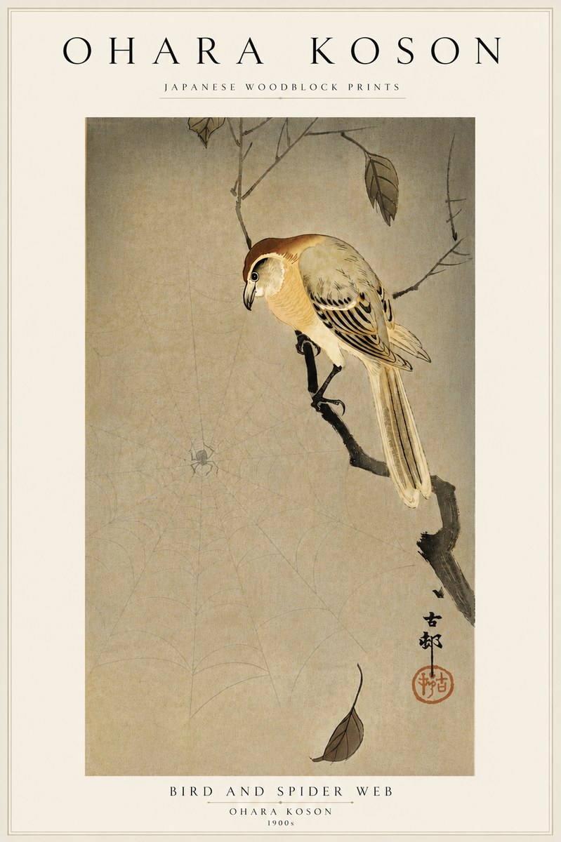 Ohara Koson Bird and Spider Web I No5 - Poster