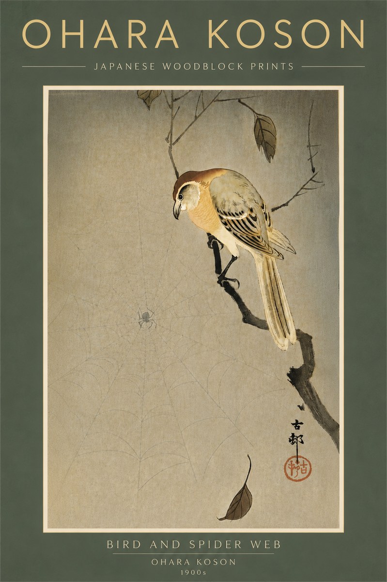 Ohara Koson Bird and Spider Web I No6 - Poster