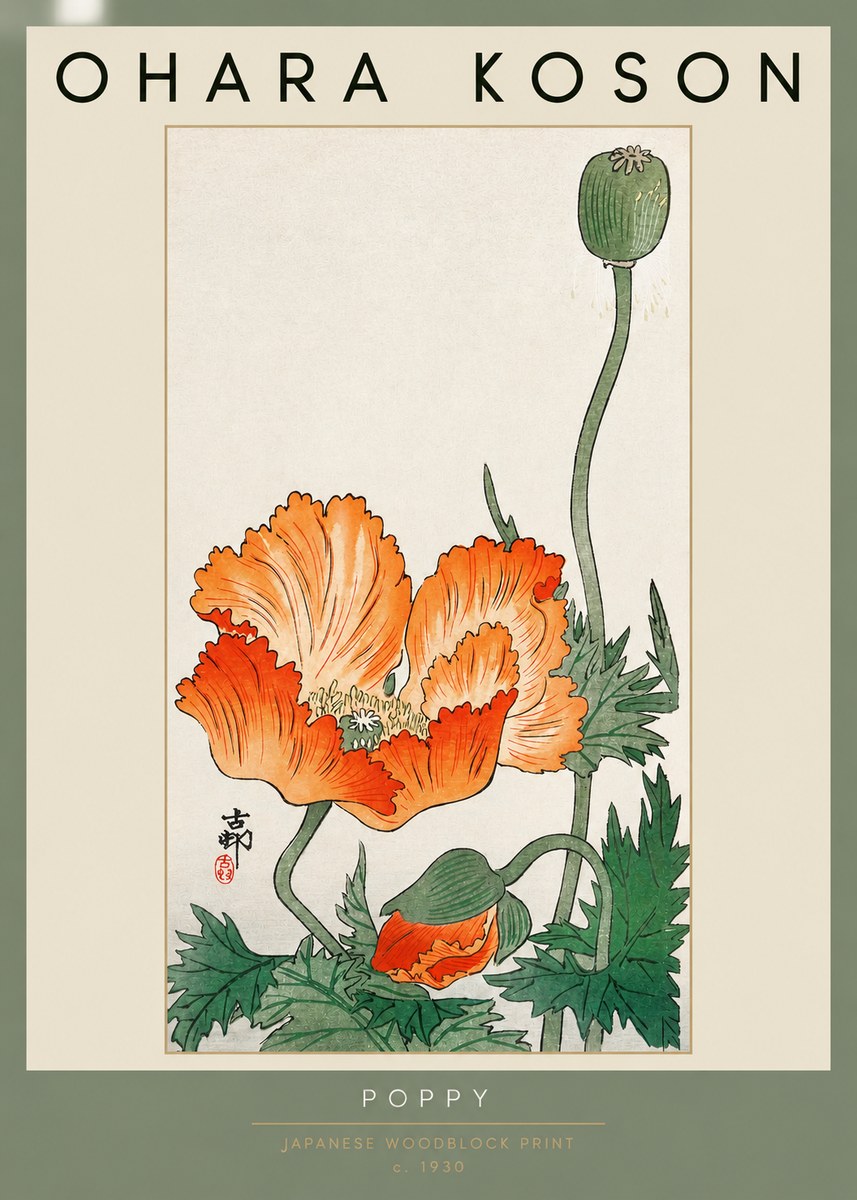 Ohara Koson Poppy No2 - Poster