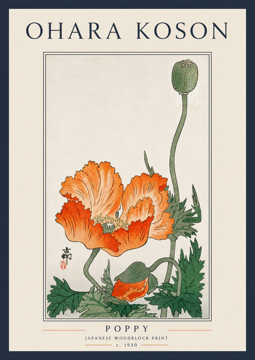 Ohara Koson Poppy No5 - Poster