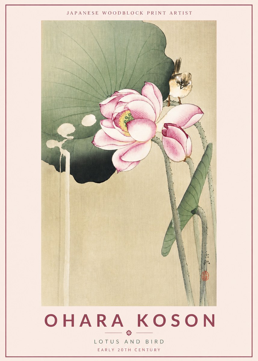 Ohara Koson Lotus and Bird No4 - Poster