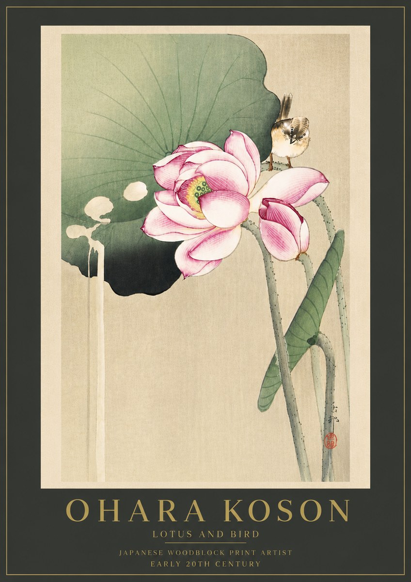 Ohara Koson Lotus and Bird No6 - Poster