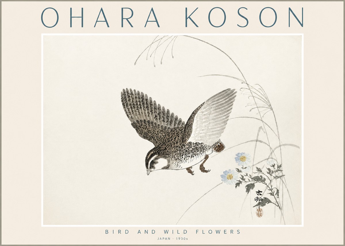 Ohara Koson Bird and Wild Flowers No2 - Poster