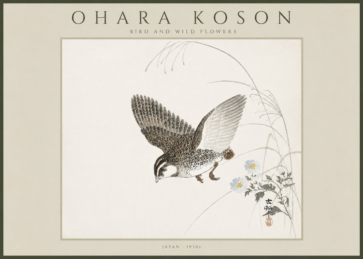 Ohara Koson Bird and Wild Flowers No4 - Poster