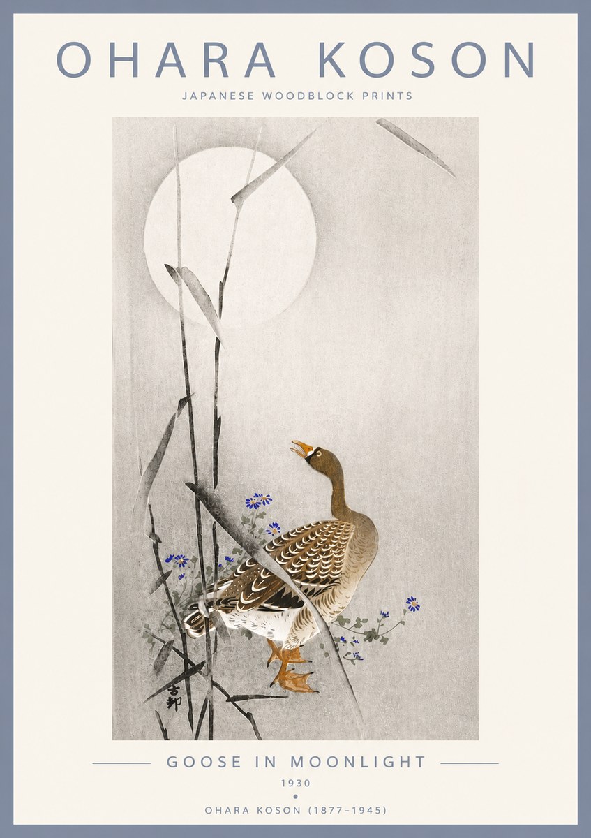 Ohara Koson Goose in Moonlight No4 - Poster