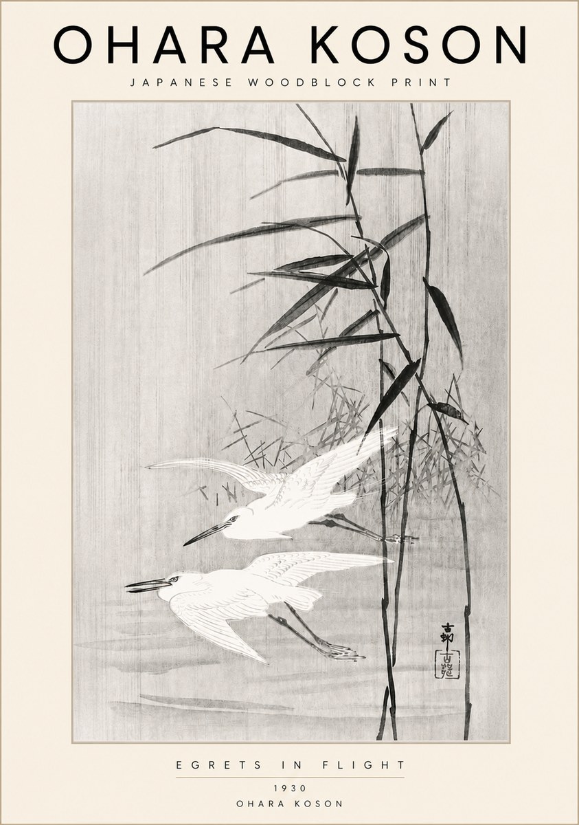 Ohara Koson Two Herons and Reeds No6 - Poster
