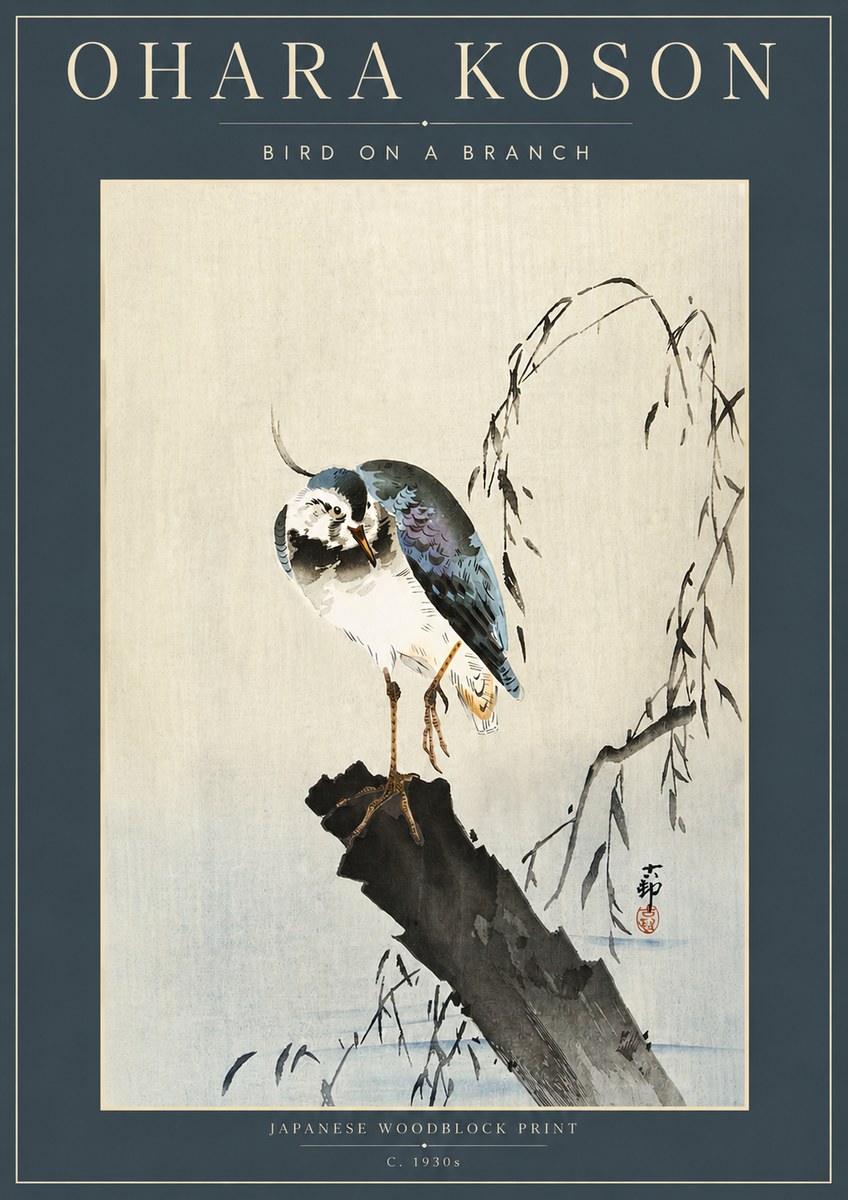 Ohara Koson Bird on a Branch III No4 - Poster