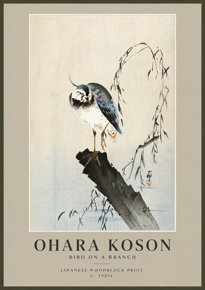 Ohara Koson Bird on a Branch III No6 - Poster