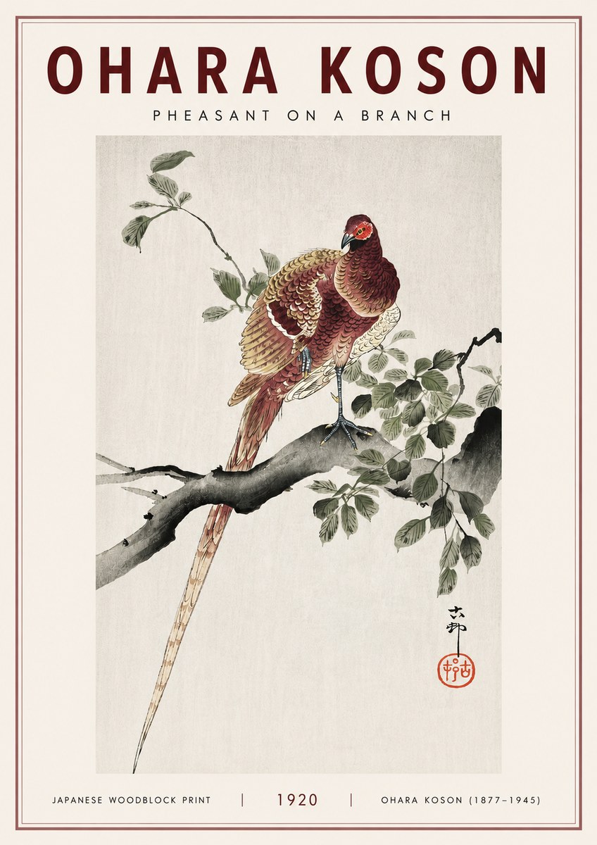 Ohara Koson Pheasant on a Branch No3 - Poster