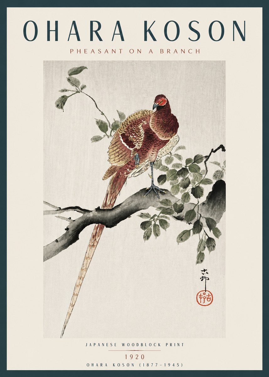Ohara Koson Pheasant on a Branch No4 - Poster