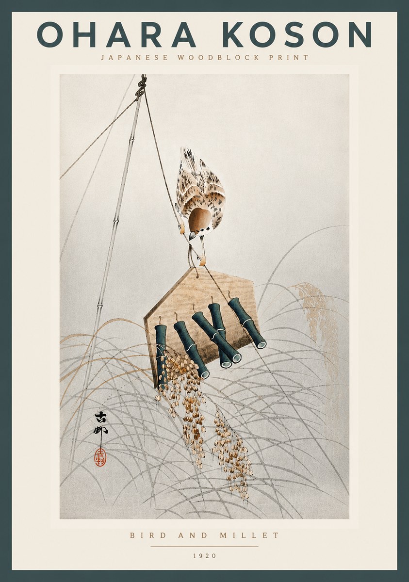 Ohara Koson Bird and Millet No4 - Poster