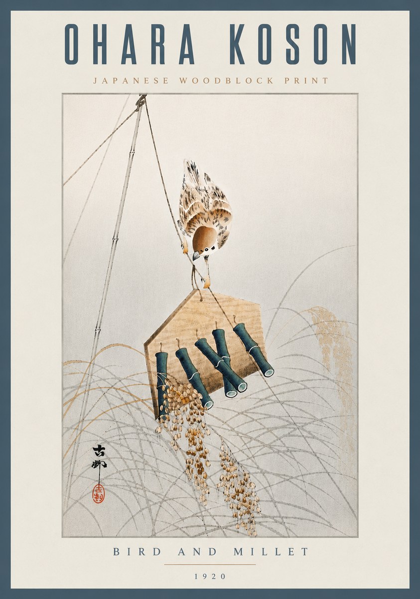 Ohara Koson Bird and Millet No6 - Poster