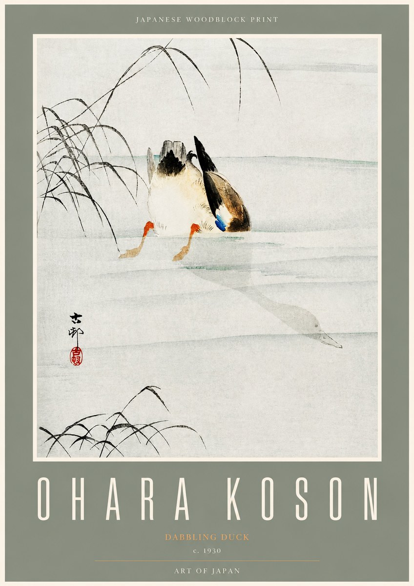 Ohara Koson Dabbling Duck No2 - Poster