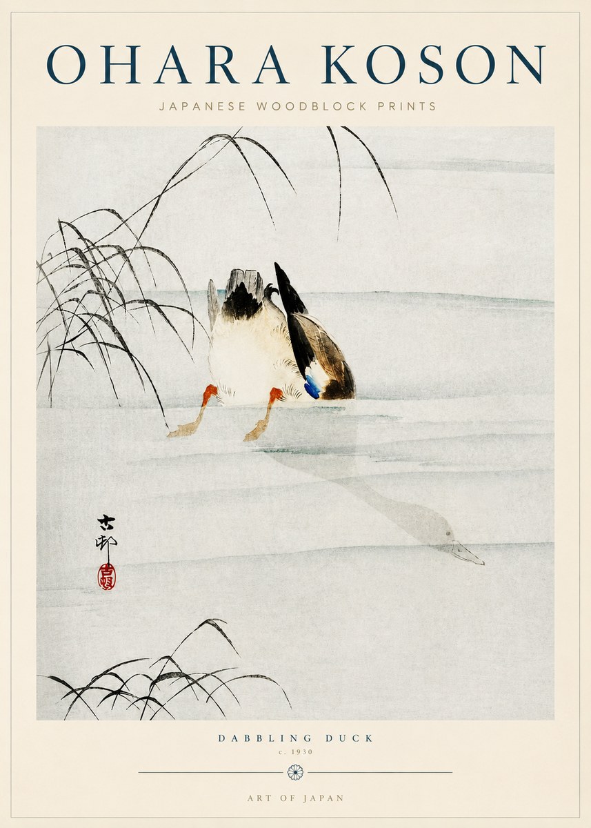 Ohara Koson Dabbling Duck No3 - Poster