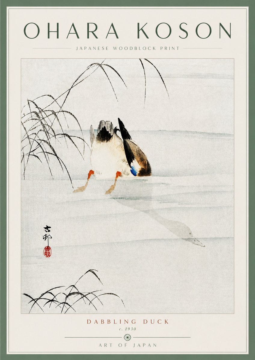 Ohara Koson Dabbling Duck No5 - Poster