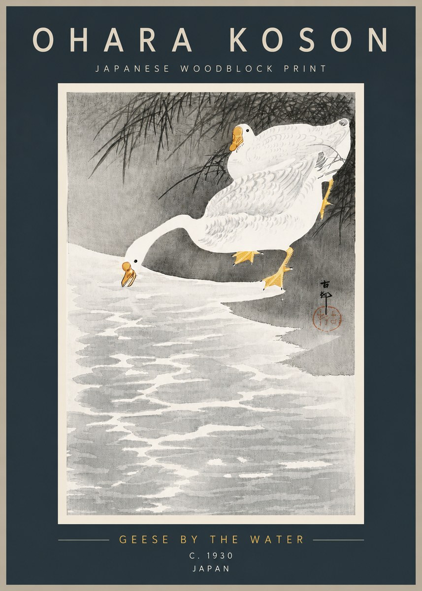 Ohara Koson Geese by the Water No3 - Poster