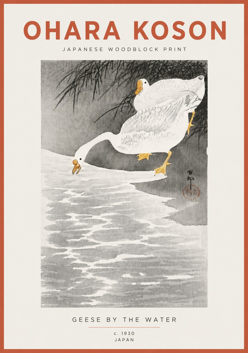 Ohara Koson Geese by the Water No4 - Poster