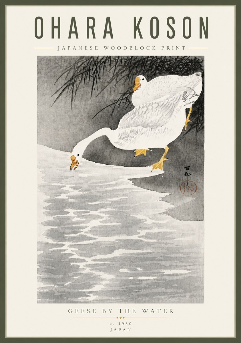 Ohara Koson Geese by the Water No5 - Poster